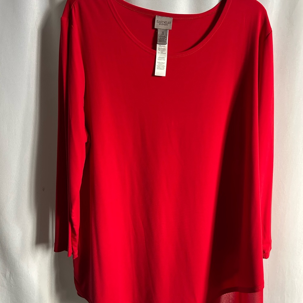 Chico's Vibrant Red Long Sleeve Top